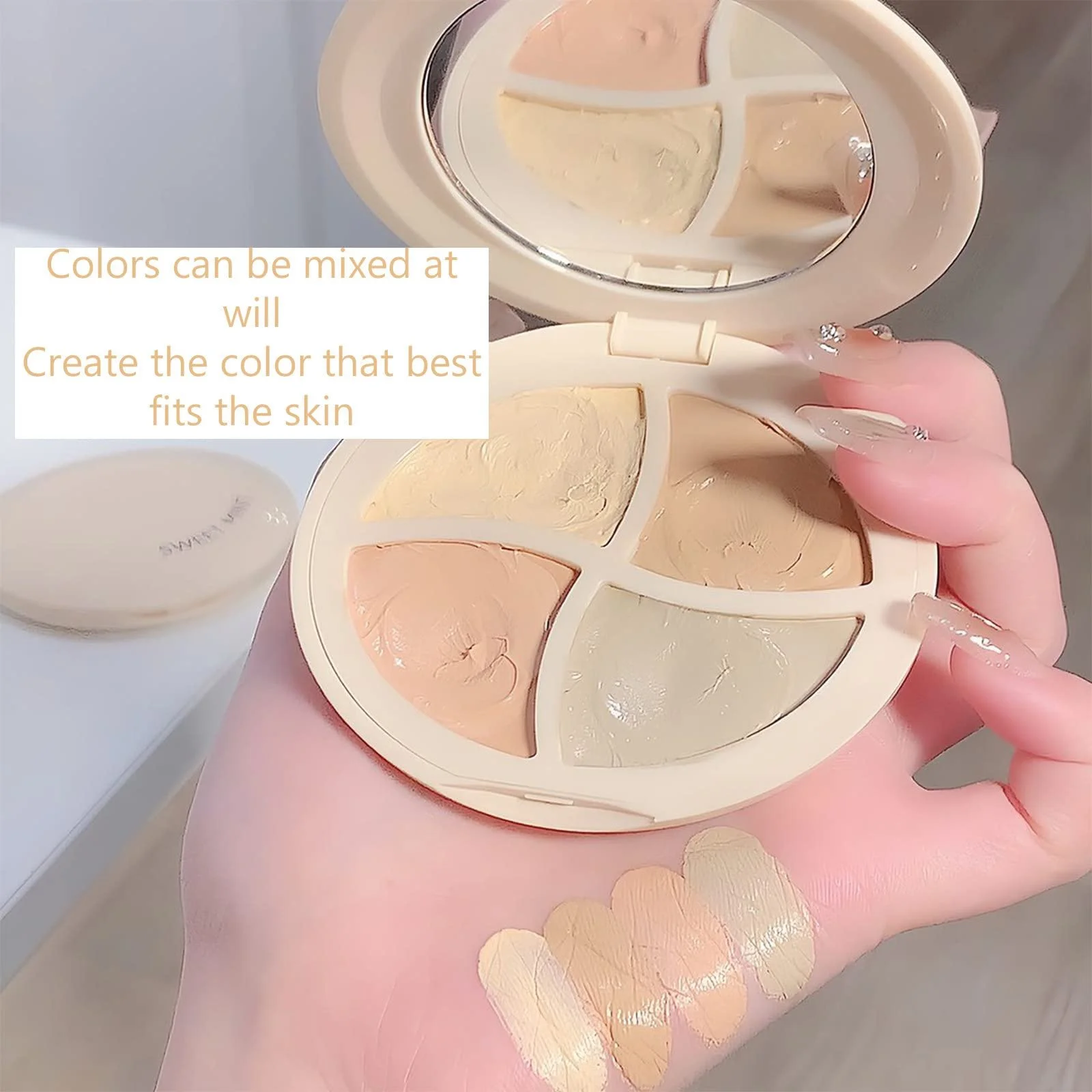 Палетка консилеров 4 цвета с кистью для консилера Палитра для цветокоррекции Полное покрытие для контура лица Стойкий Безупречный Скрывает темные круги, фото №5 Палетка консилеров 4 цвета с кистью для консилера Палитра для цветокоррекции Полное покрытие для контура лица Стойкий Безупречный Скрывает темные круги, фото №5