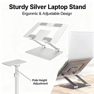 Подставка для ноутбука алюминиевая, складная портативная 15,9 дюймов, эргономичная регулируемая по высоте, теплоотвод для эффективного охлаждения, нескользящая synthetic.ua - Фото 1