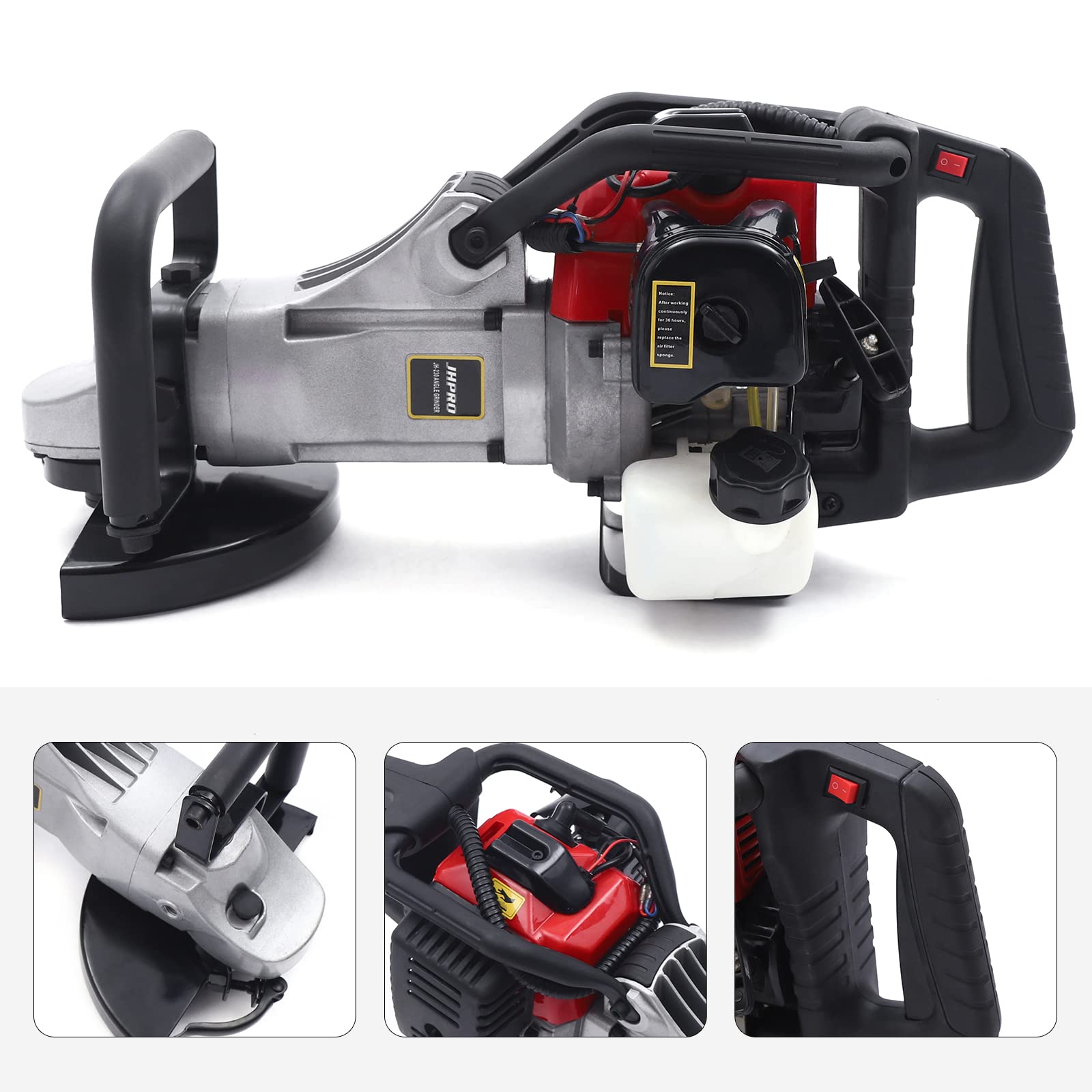 Полировальная машина Двухтактный двигатель Воздушное охлаждение 32,6 куб.см Топливная смесь Угловая шлифовальная машина 230 мм, фото №4