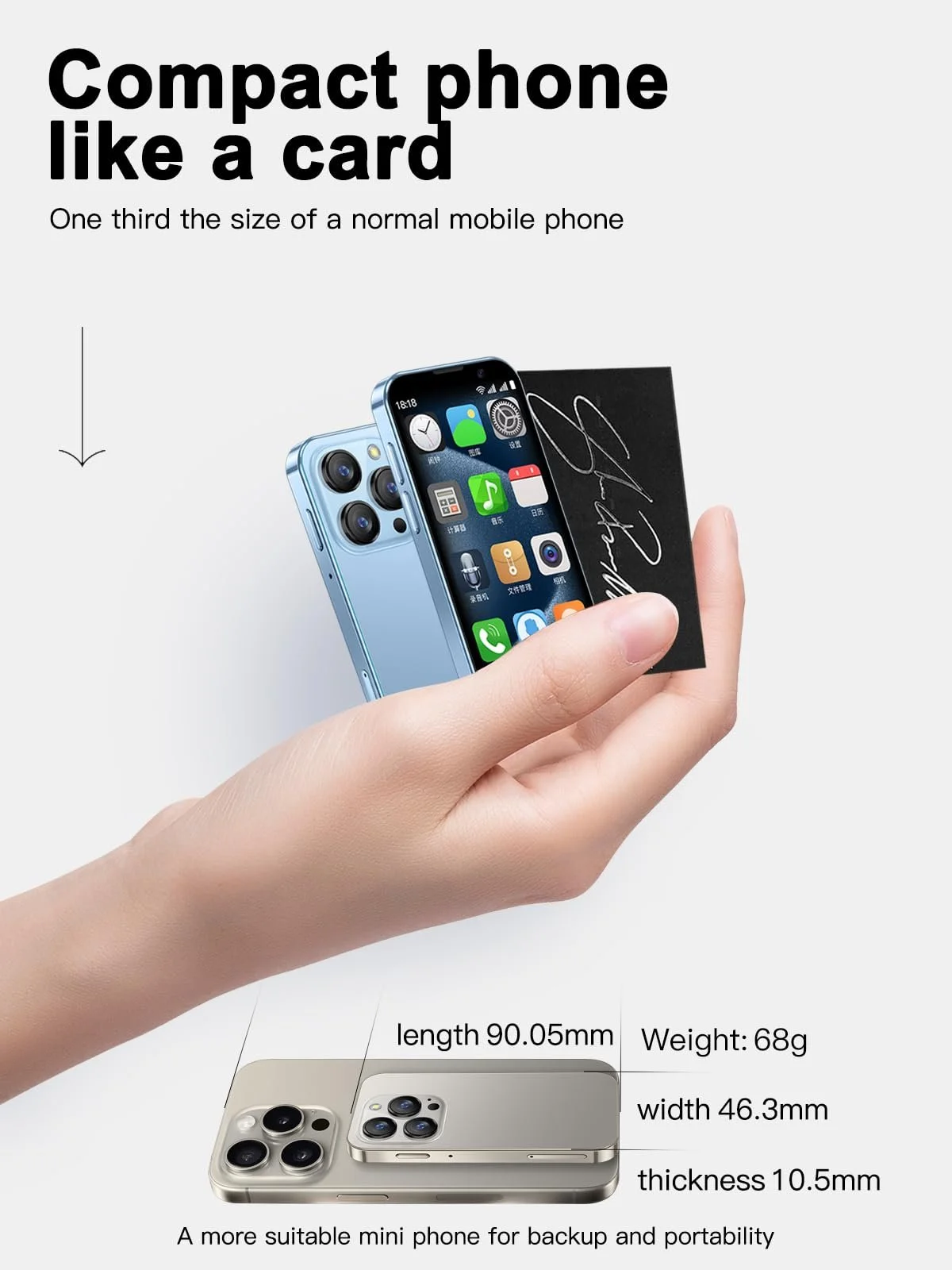Смартфон YOHOPE Mini 3" HD Dual SIM 2 ГБ 16 ГБ Face Detection WiFi Blue, фото №4