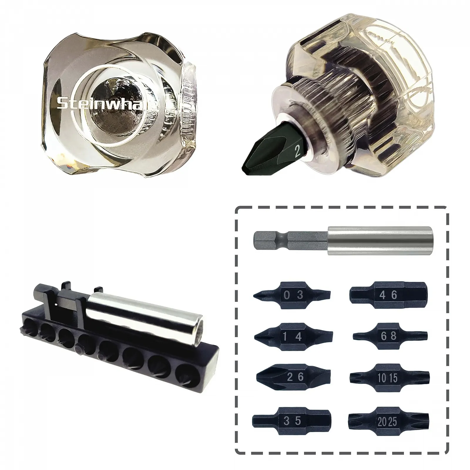 Викрутка Steinwhale 10 в 1 Коротка Міні Для Вузьких Просторів Cellulose Acetate Fiber Handle Double Headed S2 Steel Bits Висока Твердість Елегантна EDC, фото №1