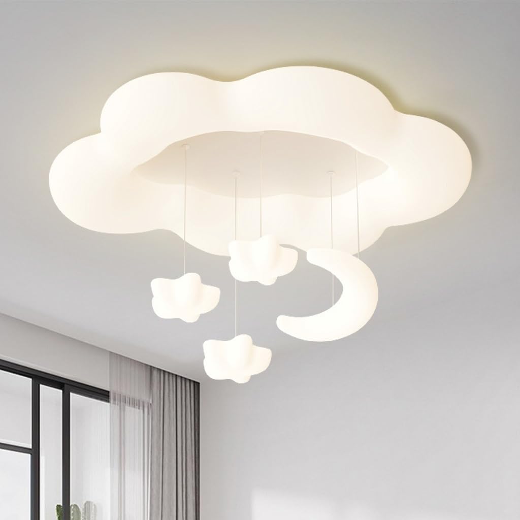 Светильник XIN'S Modern LED Детская комната Потолочный Светильник Мультяшный Облако Луна Звезда Форма Диммируемый Креативный Дизайн Потолочный Белый, фото №1