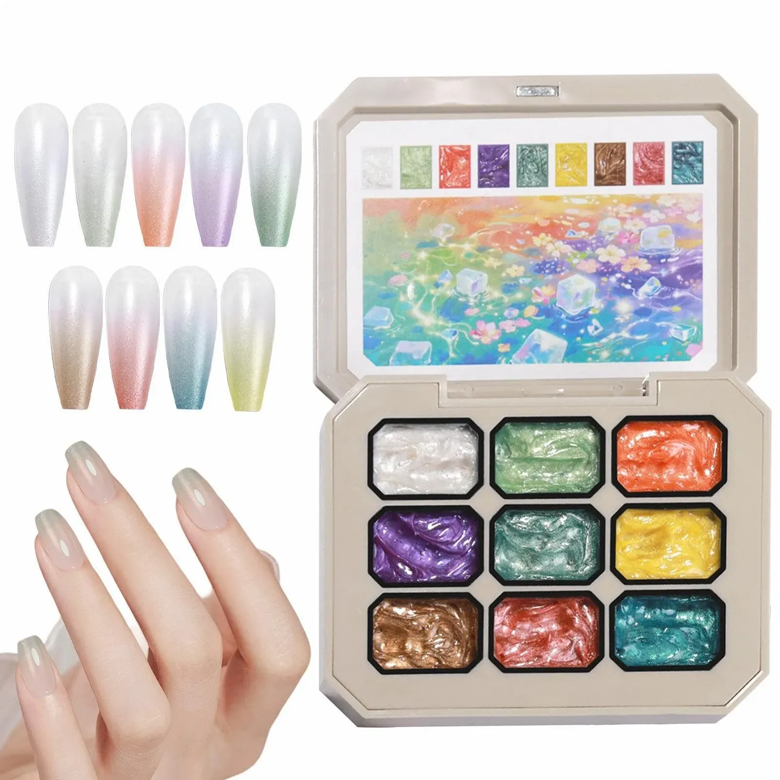 Гель-лак Палетка 9 цветов для дизайна ногтей, фото №1 Гель-лак Палетка 9 цветов для дизайна ногтей, фото №1