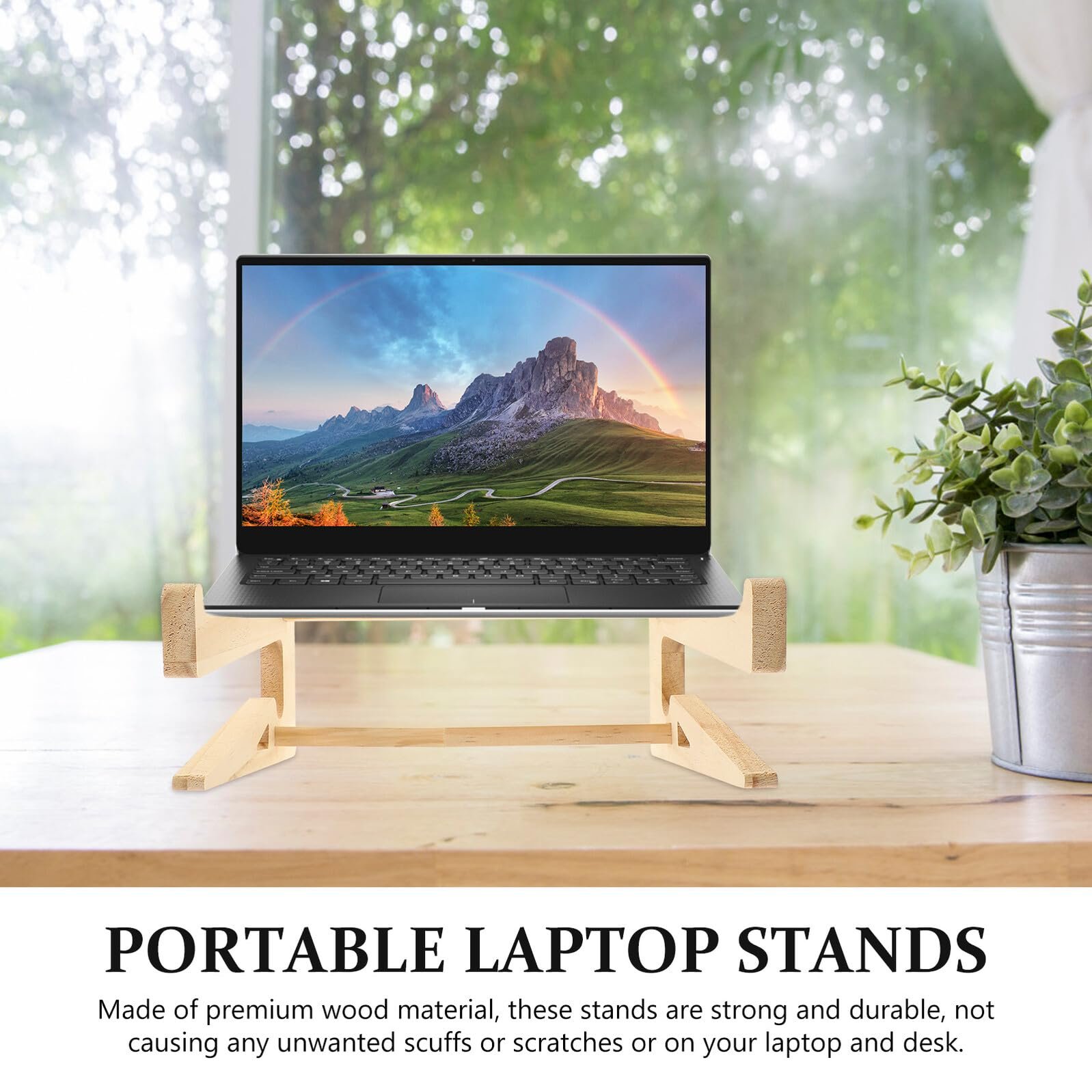 Подставка для ноутбука Homoyoyo Деревянная, вертикальная подставка для устройств, прочная подставка-подъемник с улучшенным отводом тепла, эргономичная для офиса и дома, компактная, фото №8