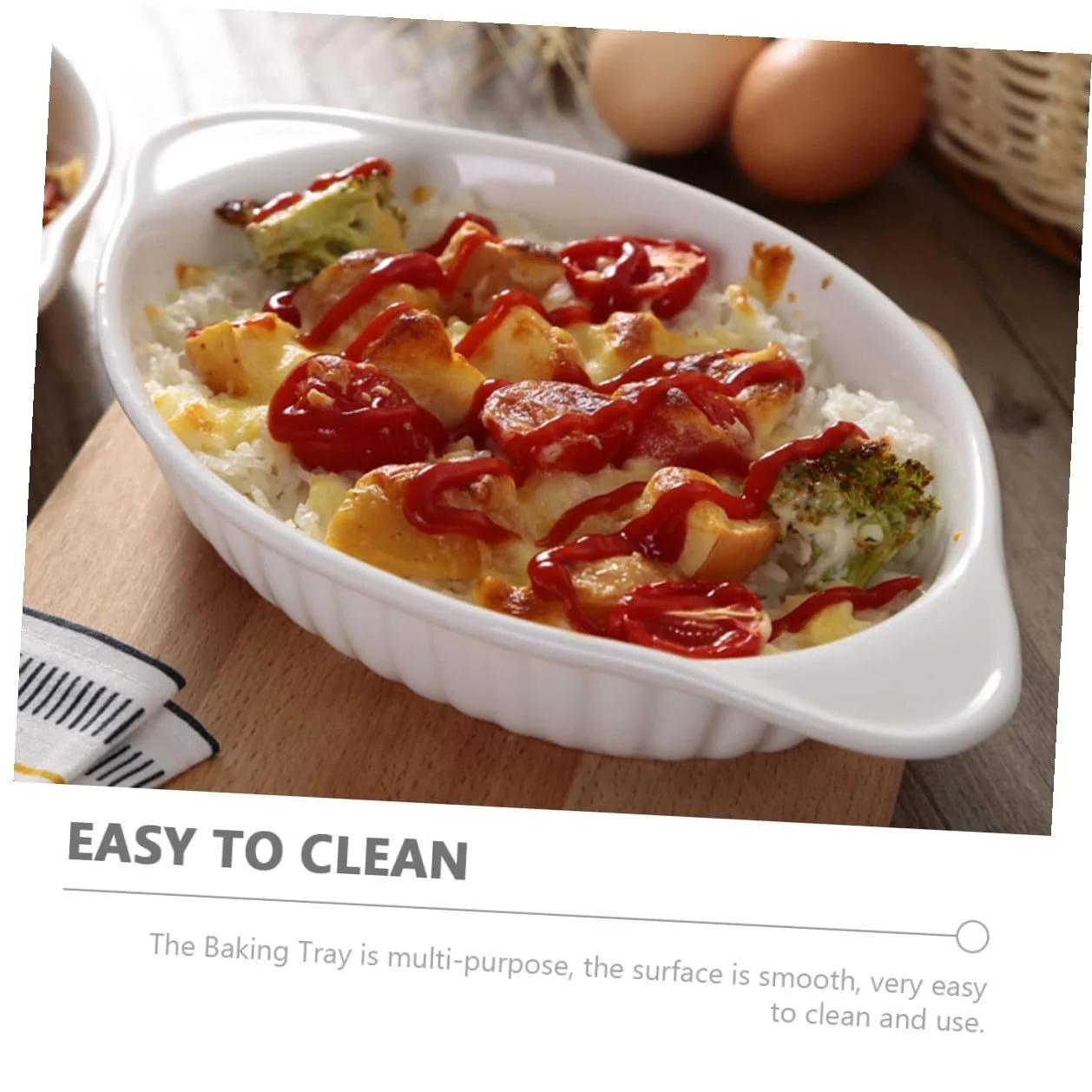 Форма для духовки Oval Ceramic Double Handles Food-Safe Heat Resistant, фото №4