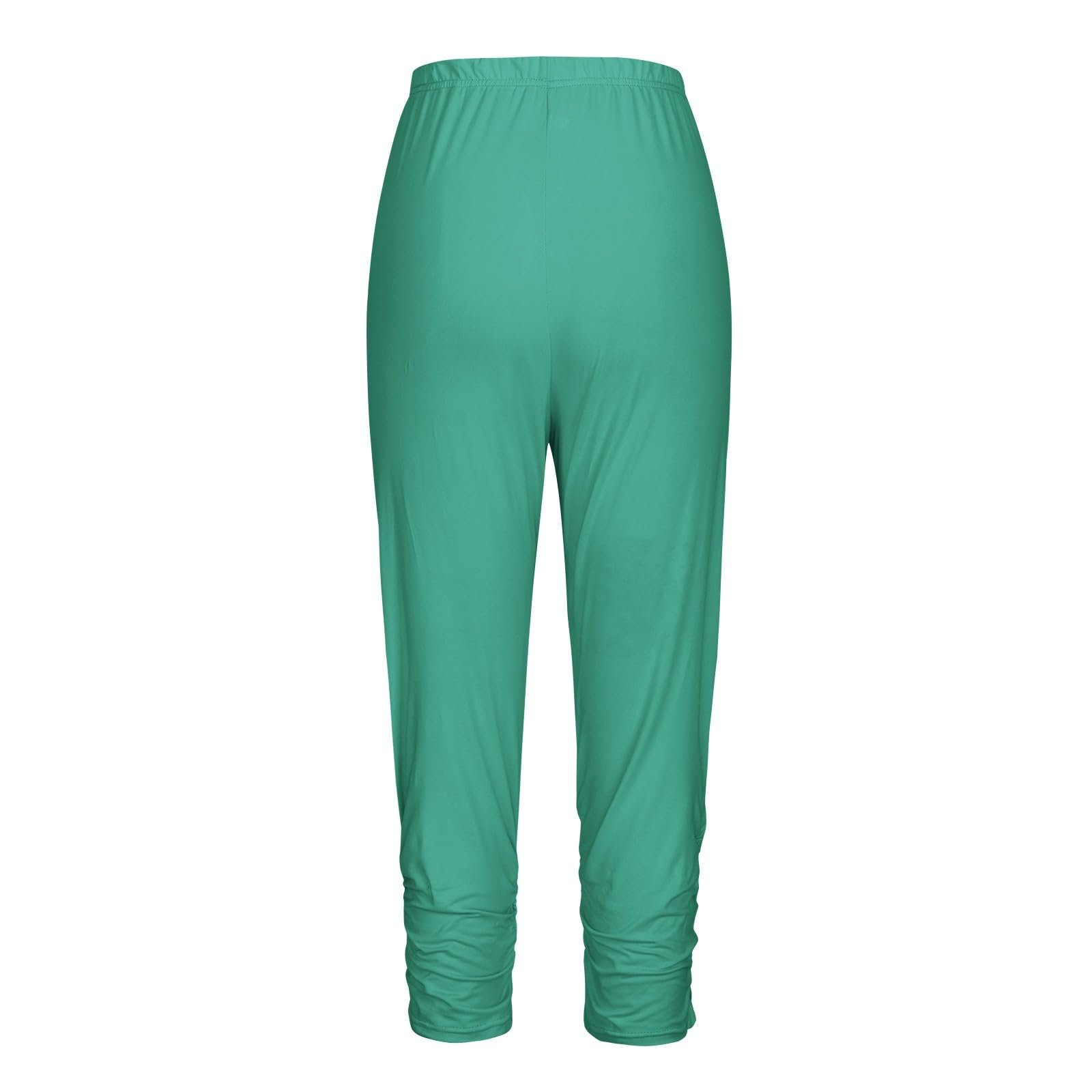 Шорты 3/4 Capri с кружевом Comfy Laufhose для спорта, йоги, эластичные, с высокой талией, однотонные плиссированные, фото №5