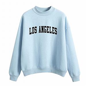 Женский Свитшот с принтом букв Los Angeles California, круглый вырез горловины, винтажный, смешной, зимний, осенний, однотонный, с длинными рукавами, свободный воротник-стойка - Фото 1