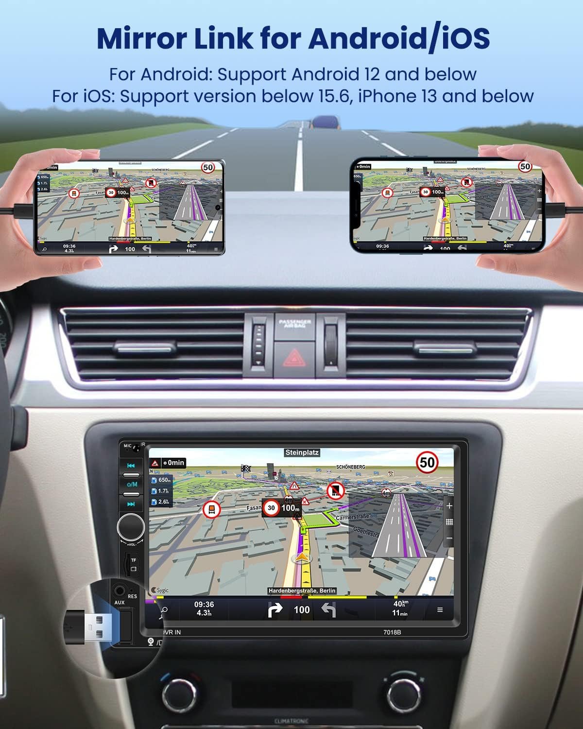 Автомагнітола Hikity A2319B1A3B4G2 / 7" / Сенсорна / Bluetooth / USB / FM / SD / AUX/ TF Card / 2DIN, фото №3