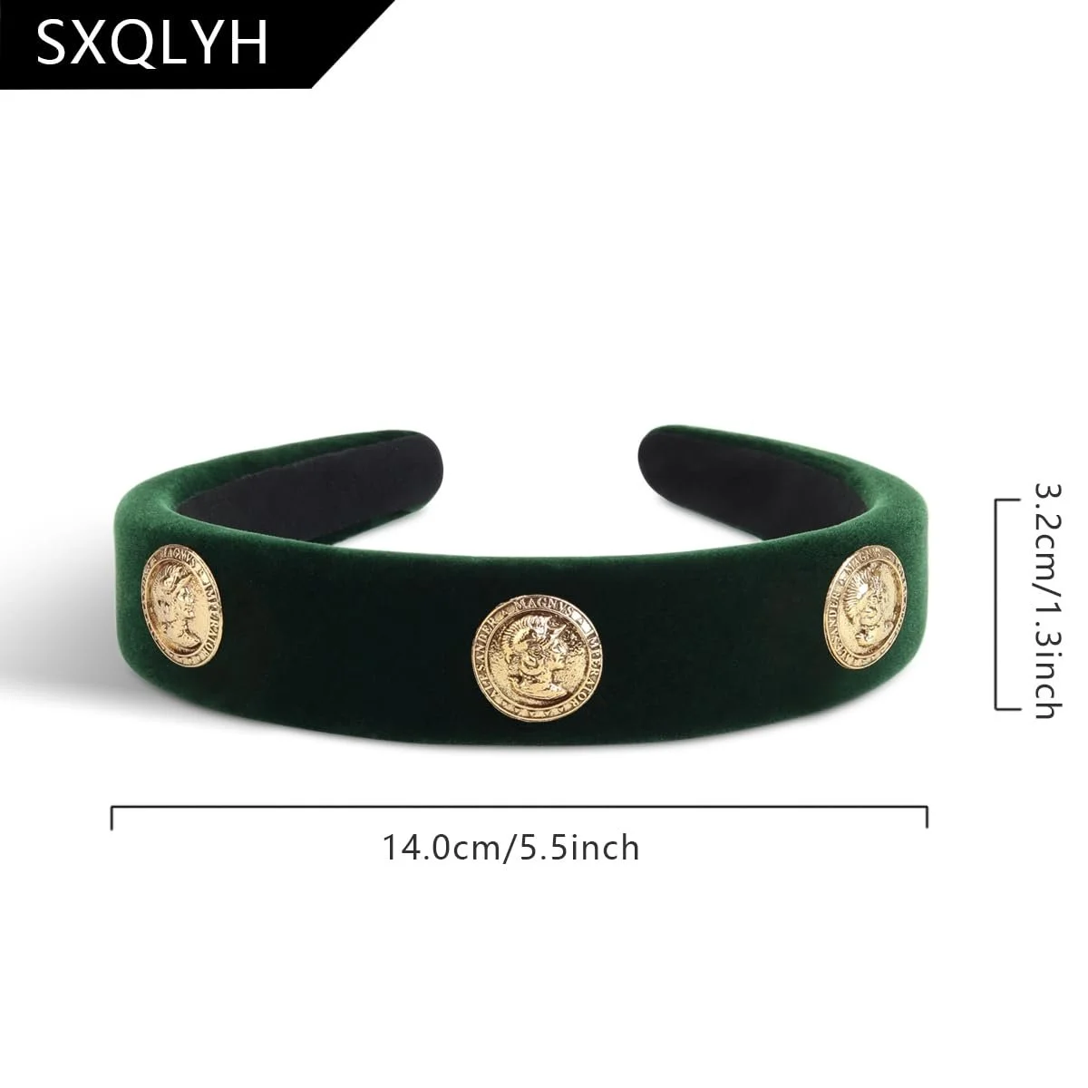 Обруч Оксамитовий Вінтажний з Тканинною Підкладкою Зелений, фото №2