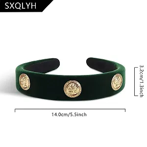 Обруч Оксамитовий Вінтажний з Тканинною Підкладкою Зелений synthetic.ua - Фото 1