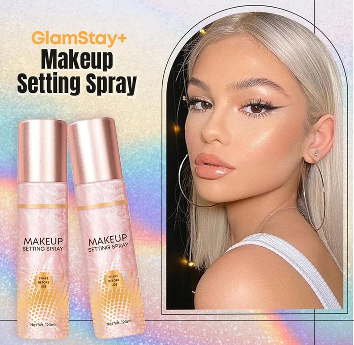 Спрей Glamstay+ Для фіксації макіяжу Декоративна дощова обробка Довготривалість 12 годин (2 штук), фото №4