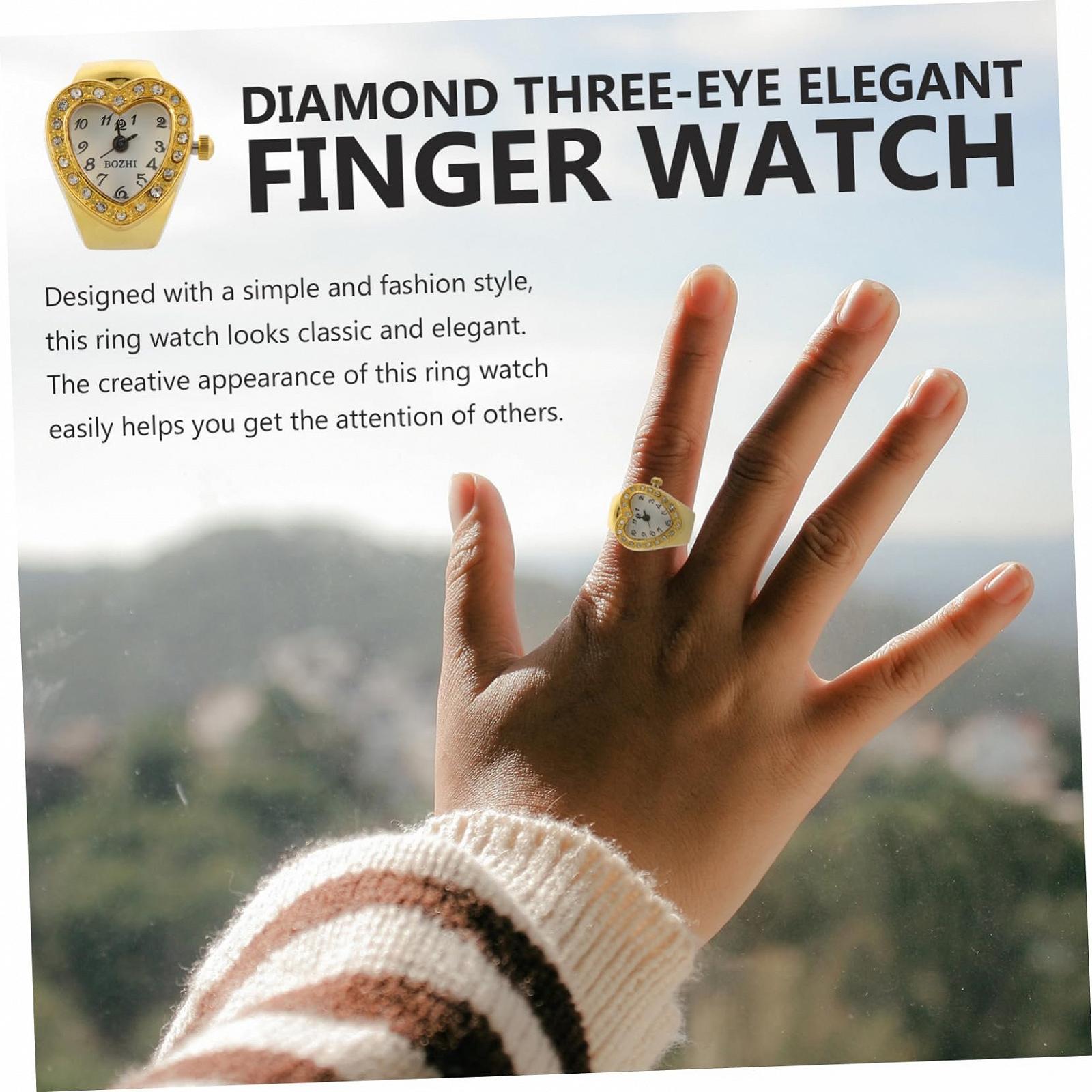 Кільце-годинник жіночий LIFKOME Серцеподібний з блискітками, регульований, фото №8 Кільце-годинник жіночий LIFKOME Серцеподібний з блискітками, регульований, фото №8