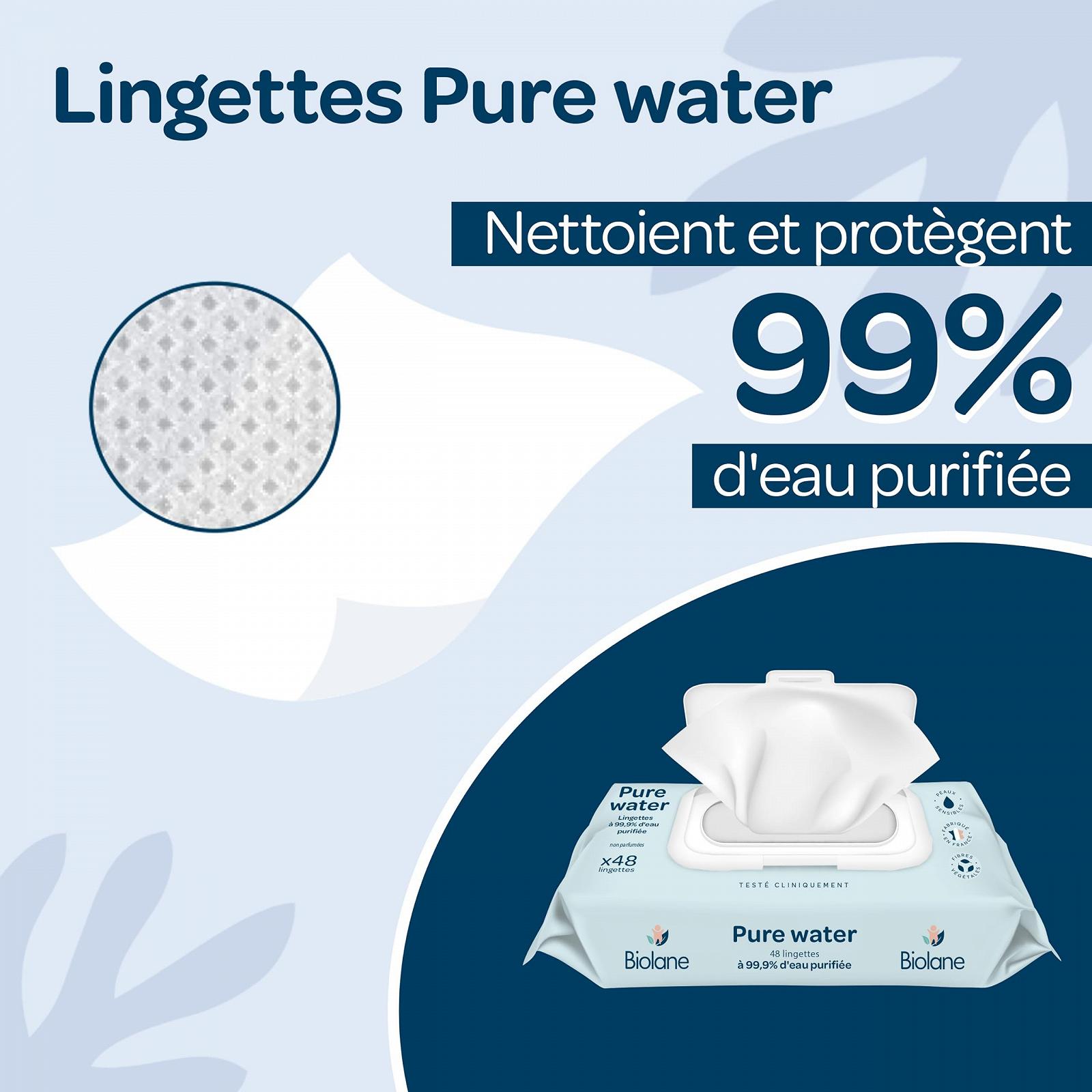 Дитячі серветки Biolane Pure Water 144 шт., фото №2