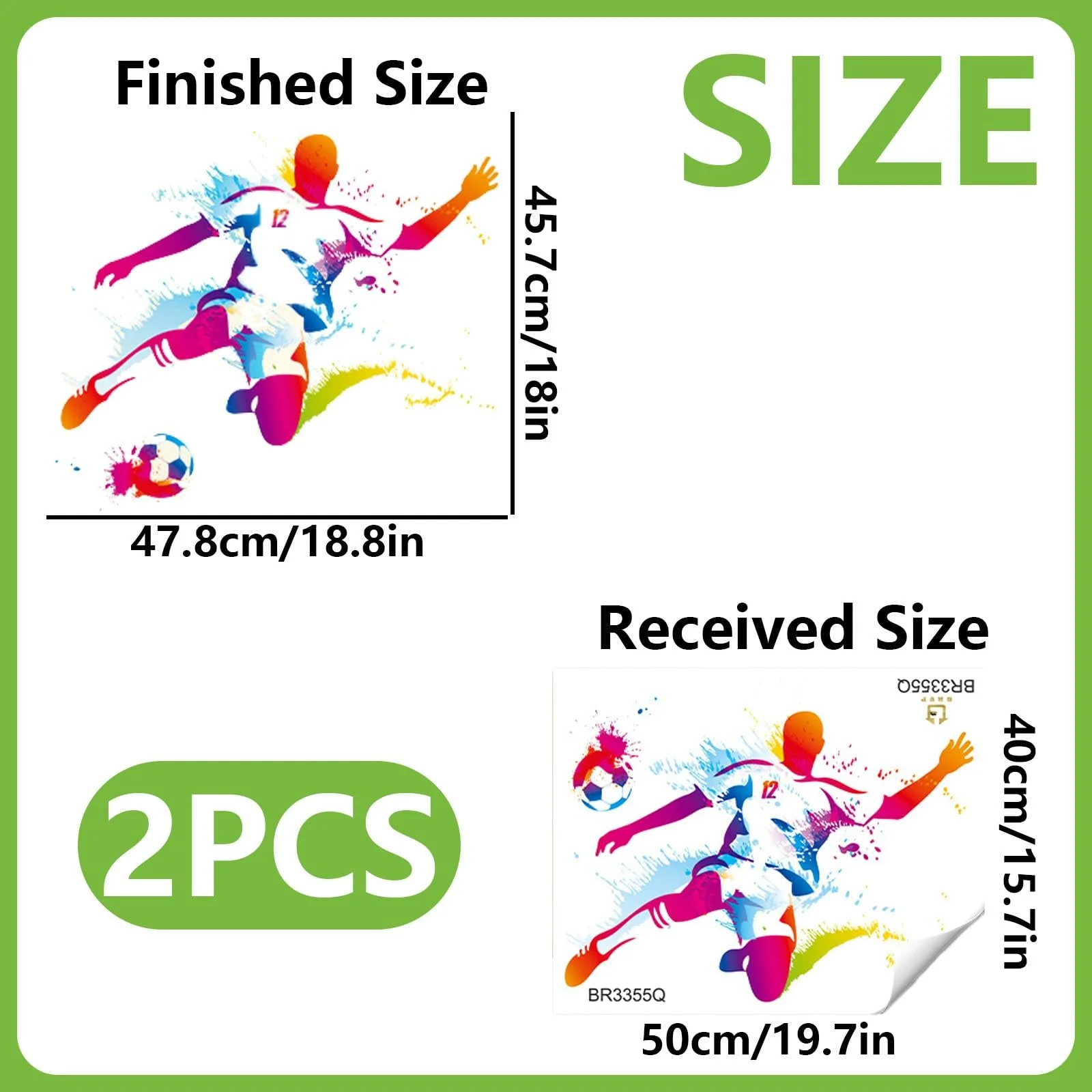 Набір наклейок на стіну Football Watercolour 40 x 50 см, фото №2