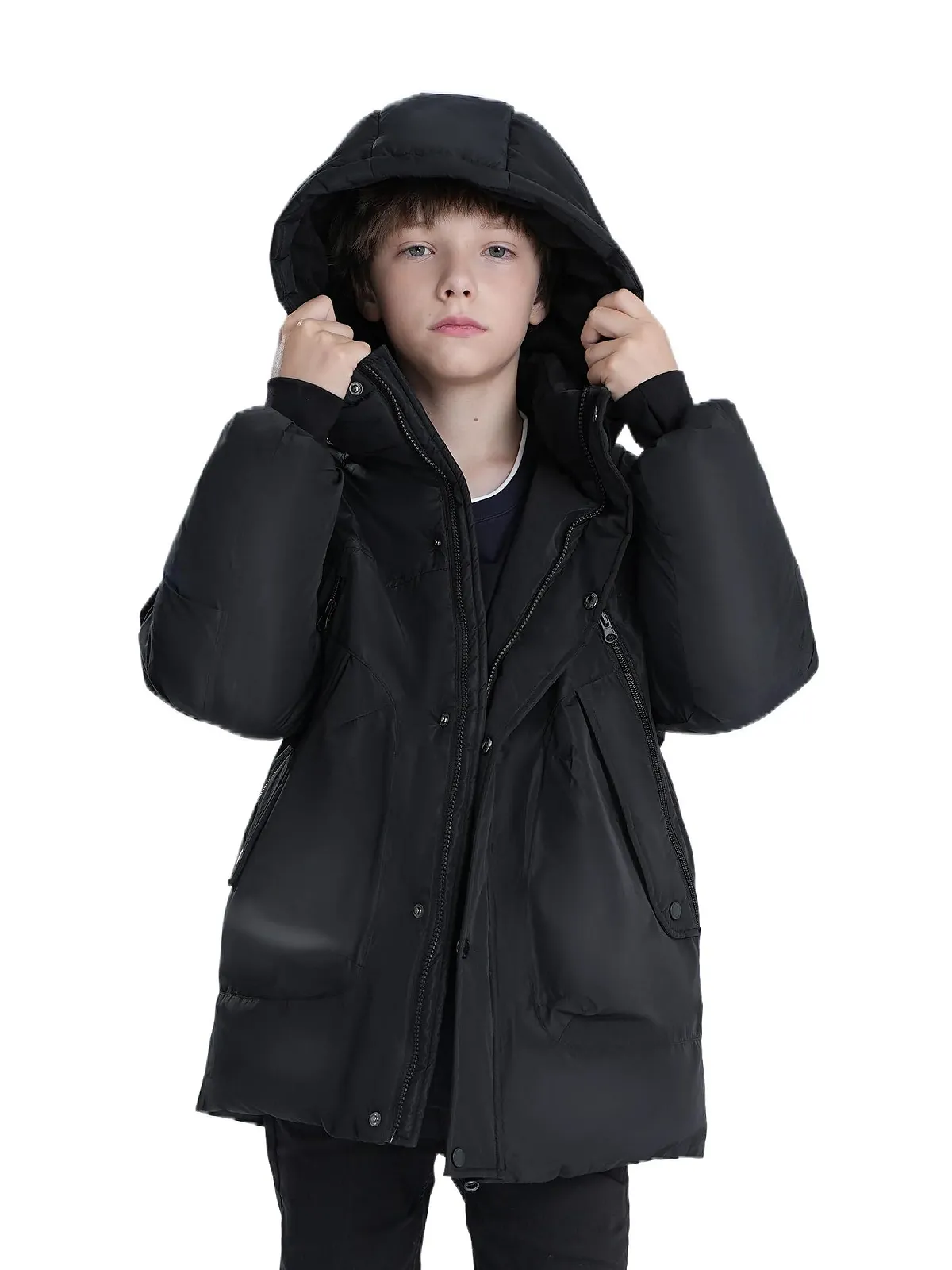 Зимова куртка з капюшоном для хлопчиків Sunny Sprout, утеплена пуховик з вітрозахисними рукавами та флісовою підкладкою, фото №6