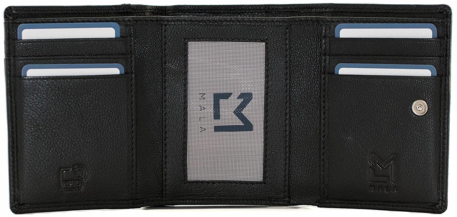 Кошелек Трисекционный Кожаный Mala Leather Poppy Collection 3670_25 Маленький RFID защита, черный, стандартный размер, современный, фото №2