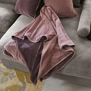 Плед Loberon Murs Декоративный ручной стежок Двусторонний Бургунди/Розовый synthetic.ua - Фото 1