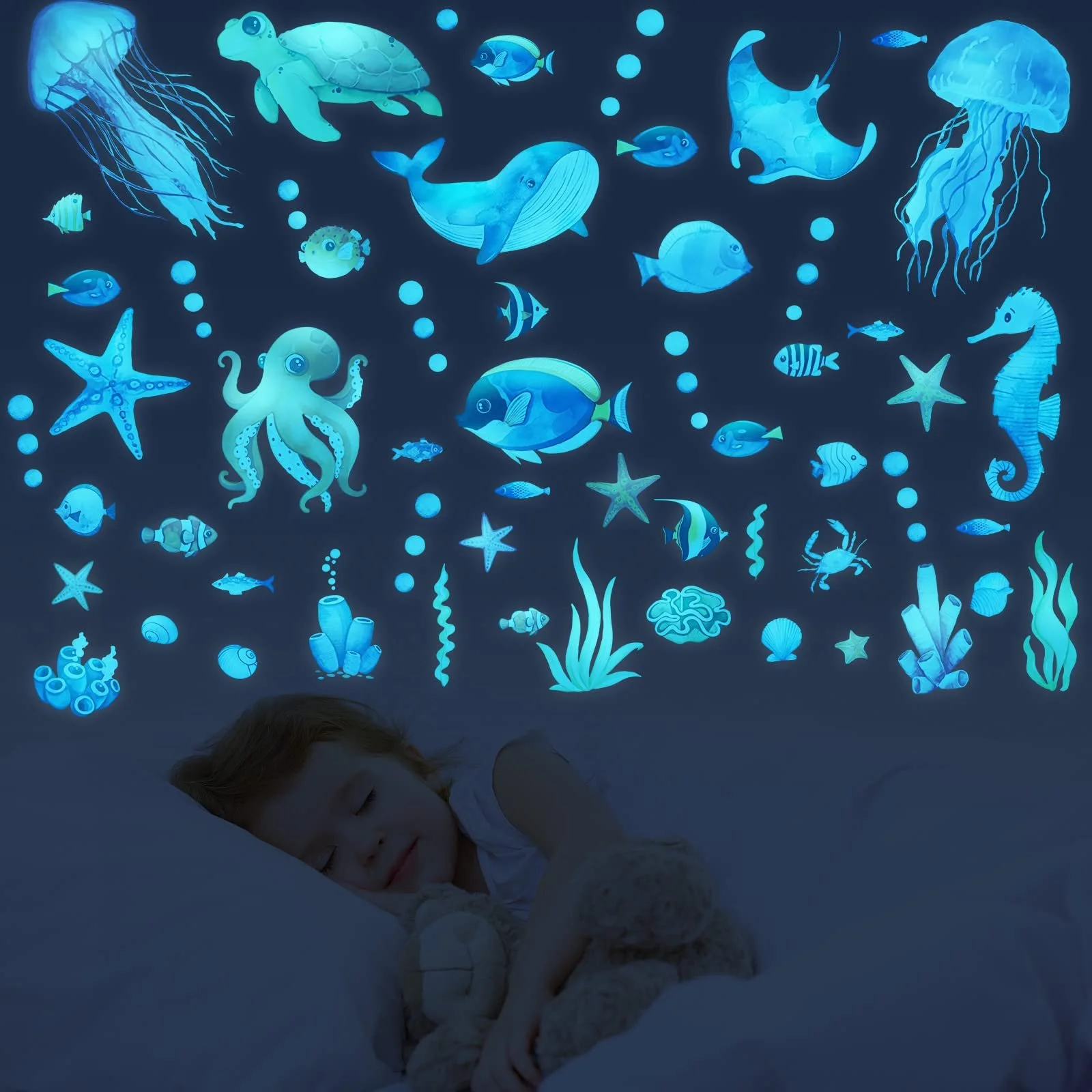 Наклейка на стіну Світні зірки Морські тварини Світна флуоресцентна Морський світ, фото №5 Наклейка на стіну Світні зірки Морські тварини Світна флуоресцентна Морський світ, фото №5