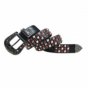 Ремінь AGUTALITHIC Hellen Пірамідальні заклепки Strass Punk, заклепки (115 см/45, червоний) - Фото 1