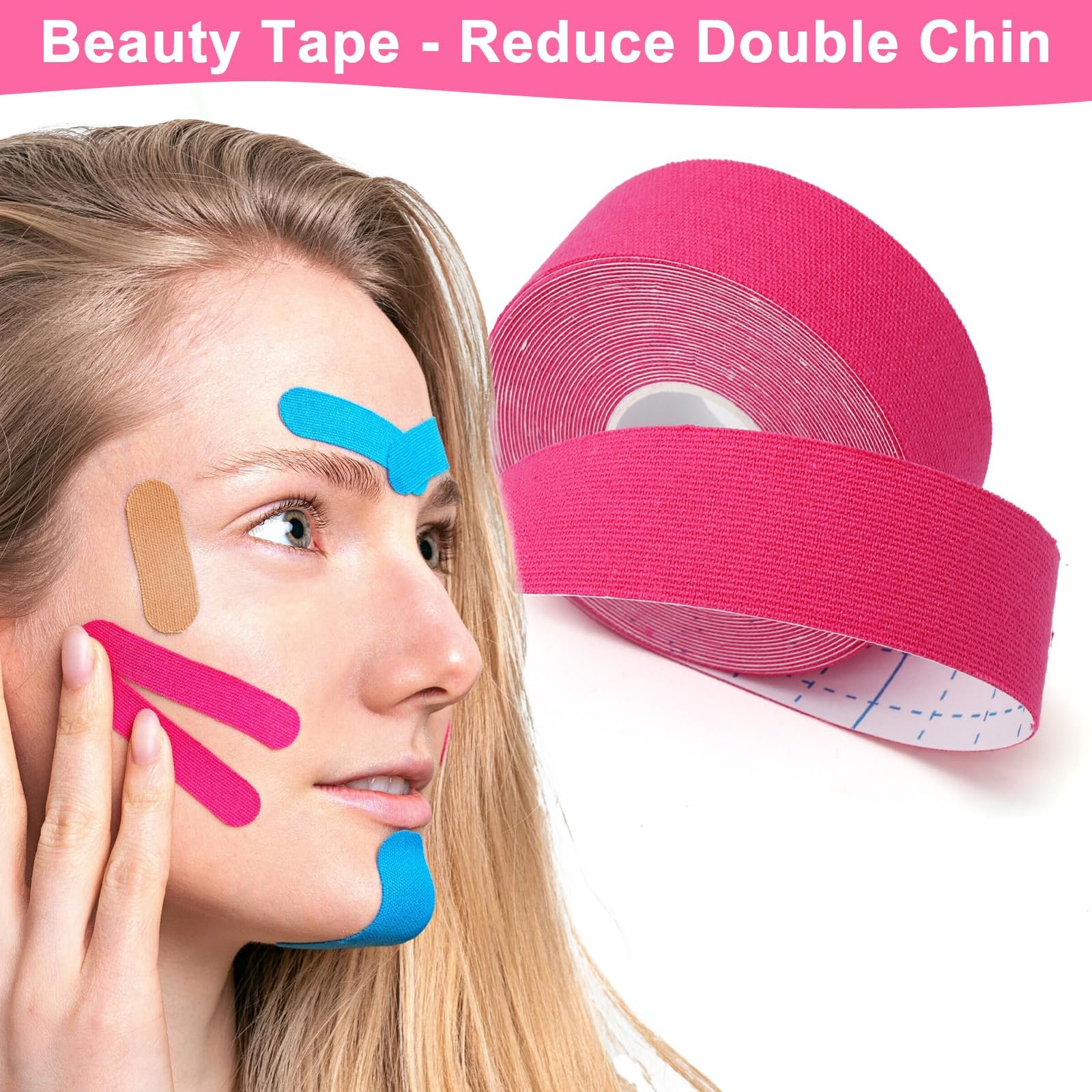 Лента для лица HENGBIRD, 2,5 см x 5 м, телесный, оранжевый, розовый, голубой, 4 шт., фото №2