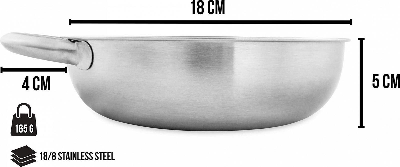 Миска Normani Outdoor Sports 18/8 из нержавеющей стали с ручкой, 18 x 5 см, 1 литр, фото №5