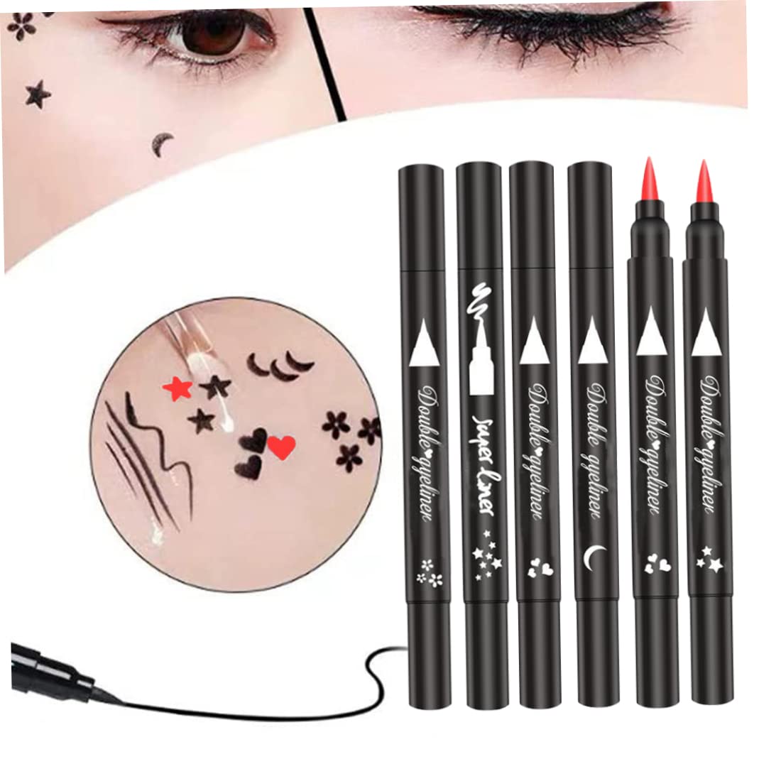 Підводка для очей 2 в 1 з подвійною головкою тканинна водостійка рідка косметичний інструмент чорний серце, фото №6