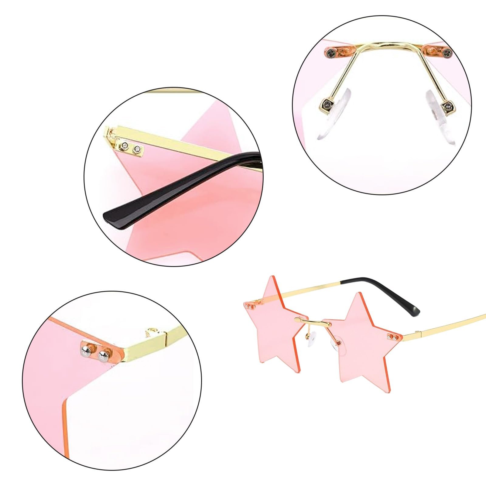 Сонцезахисні окуляри Зірка ASFWAGQ Прозорі рожеві, фото №3