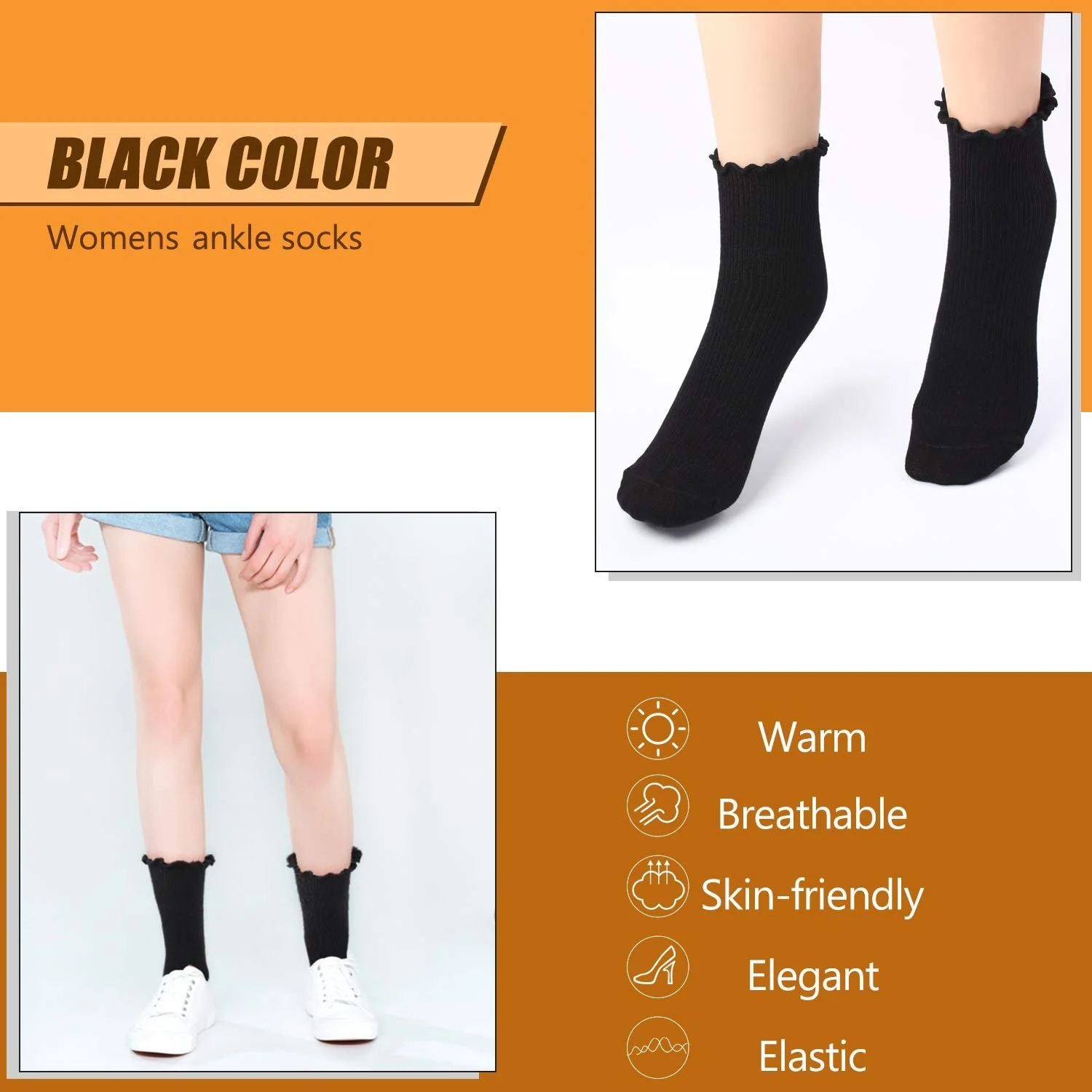 Жіночі шкарпетки, мереживні шкарпетки з оборками, 6 пар, фото №3 Жіночі шкарпетки, мереживні шкарпетки з оборками, 6 пар, фото №3