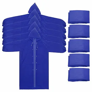 Пончо дощове PATIKIL для дорослих, 5 шт, легке, багаторазове, з EVA, для велоспорту, походів, активного відпочинку, темно-синє - Фото 1