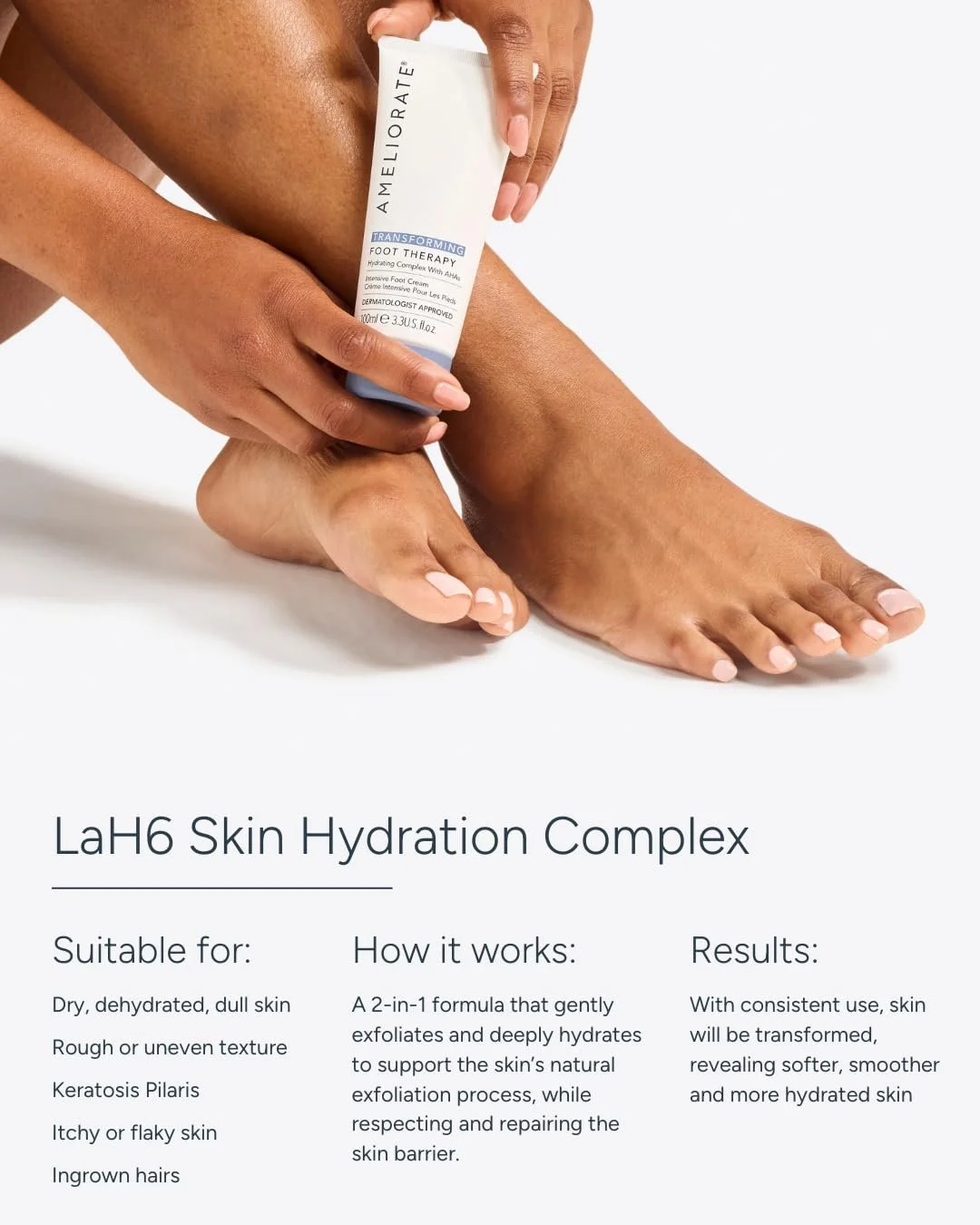 Крем-терапия для ног AMELIORATE Transforming Foot Therapy отшелушивающий AHA 100 мл, фото №3 Крем-терапия для ног AMELIORATE Transforming Foot Therapy отшелушивающий AHA 100 мл, фото №3