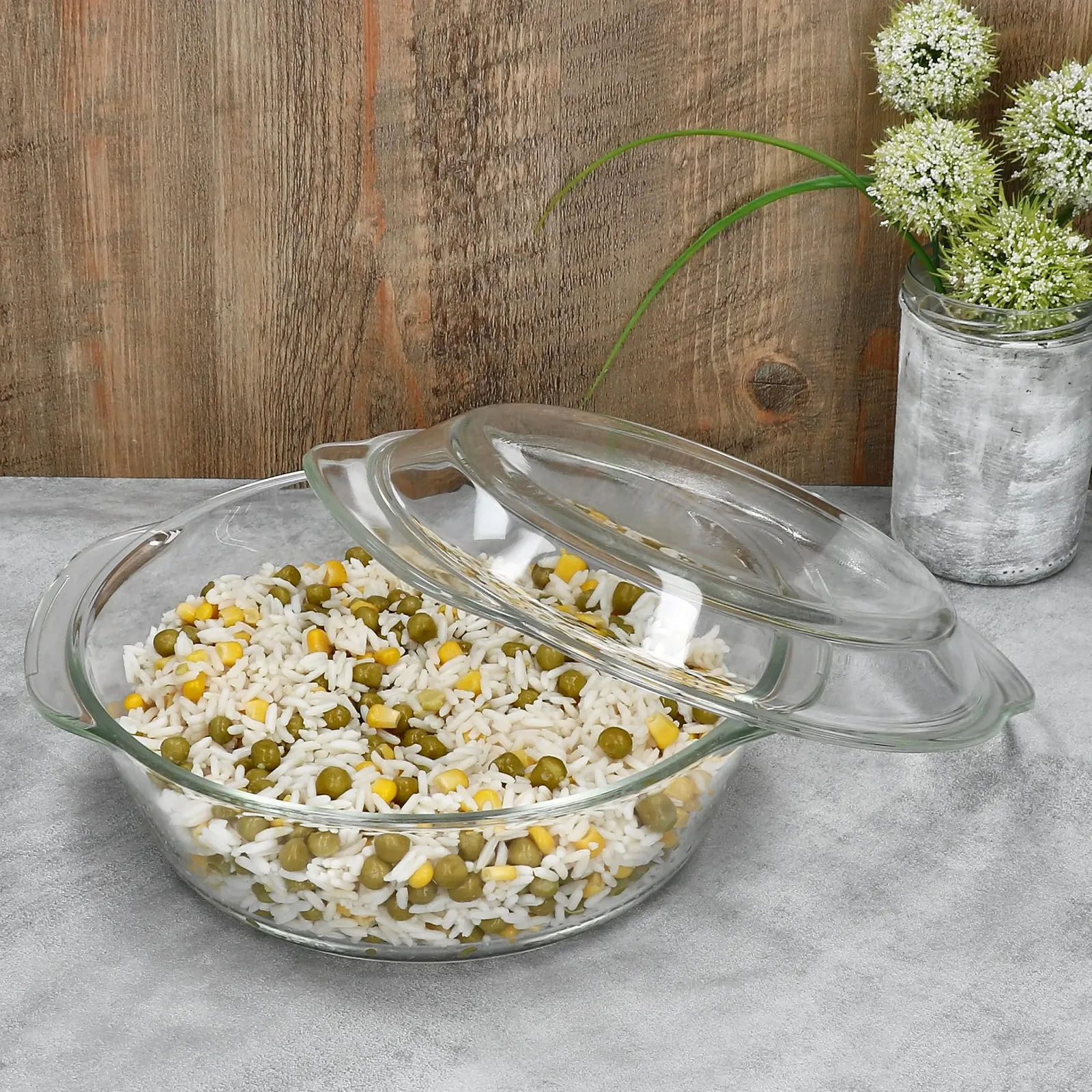 Форма для запікання MamboCat скляна кругла з кришкою 2 л 23.5 см термостійка, фото №3