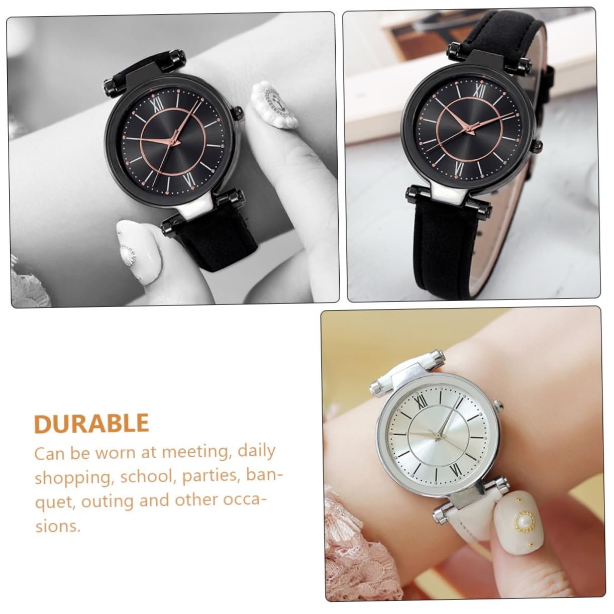 Жіночий годинник PartyKindom 2 шт. з імітацією шкіряного ремінця, фото №4 Жіночий годинник PartyKindom 2 шт. з імітацією шкіряного ремінця, фото №4