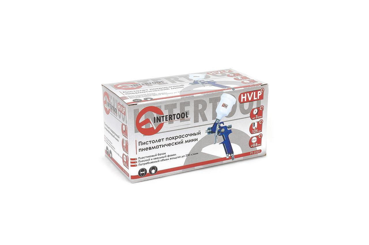 Пневмопістолет лакофарбовий HVLP Intertool верхній бак 125 мл x 0,8 мм (PT-0101), фото №2