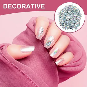 Стрази акриловіOOFAN, 300 шт, різнокольорові, плоскі, для нігтів, волосся, блискучі камені для косметики та творчості synthetic.ua - Фото 1