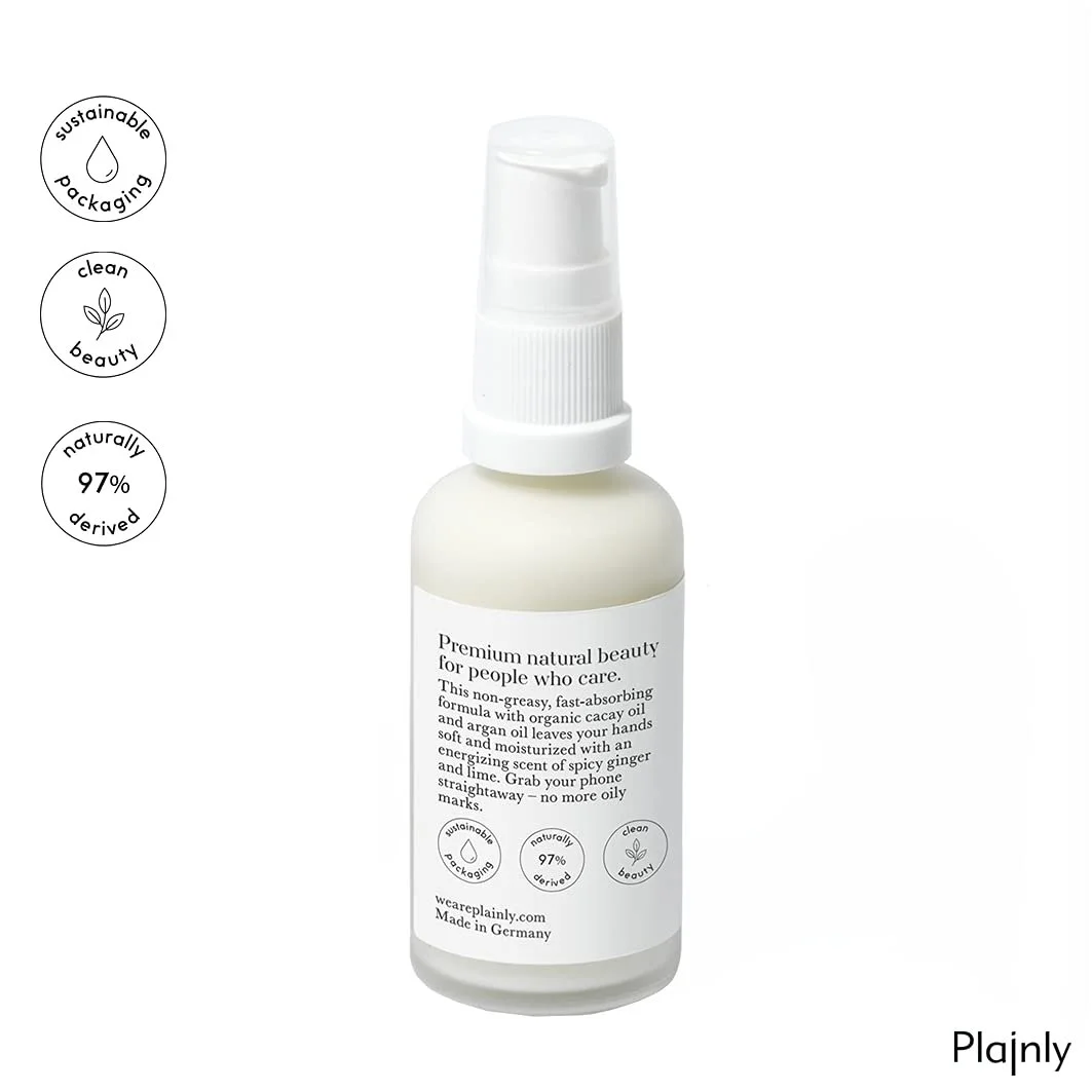 Крем для рук Plainly Живильний органічний для чоловіків 50 мл у скляній пляшці, фото №3