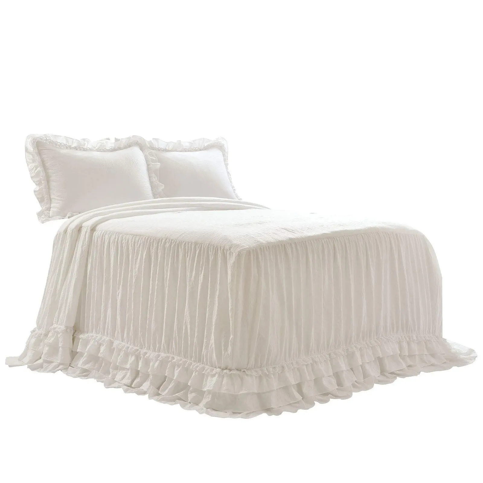 Покрывало Lush Decor Ella Кружево с оборками Винтажный шик Легкий Набор из 3 предметов, фото №7