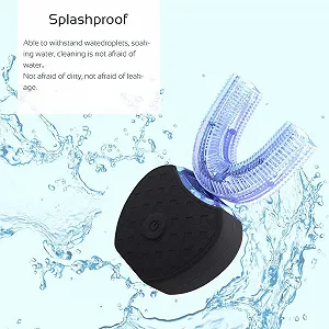 Электрическая ультразвуковая зубная щетка 360° автоматическая с таймером и беспроводной зарядкой Черная synthetic.ua - Фото 1