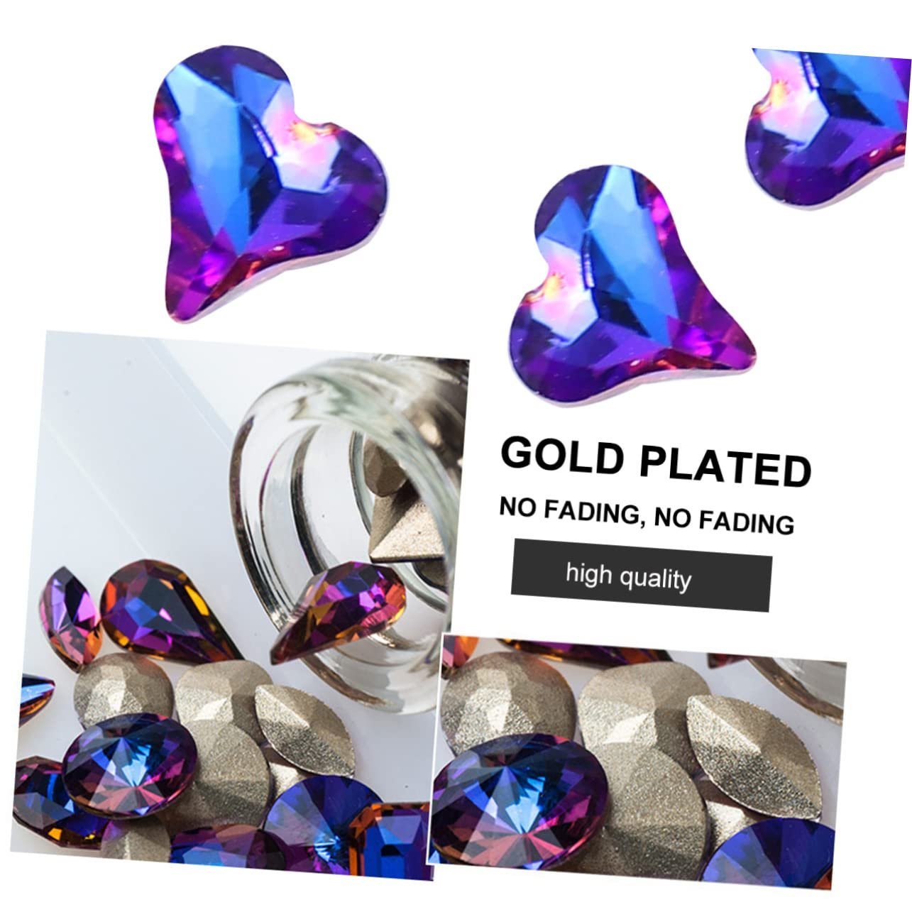 Наклейки FOMIYES 20 шт Декоративні Скляні наклейки Модні Прикраси для жінок та дівчат, випадковий колір, фіолетовий, фото №5