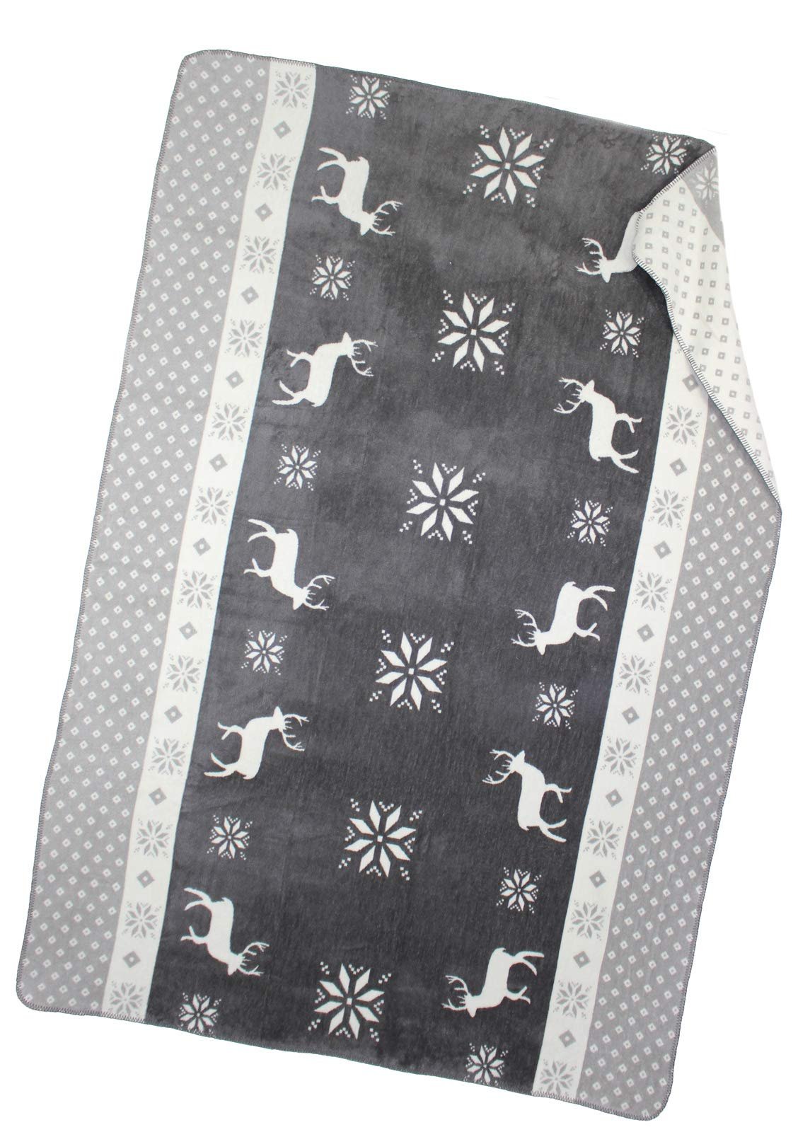 Покривало Moon Luxury Сірий Білий Вовняна Покривало 150 x 200 см Зимовий Олень, фото №2 Покривало Moon Luxury Сірий Білий Вовняна Покривало 150 x 200 см Зимовий Олень, фото №2