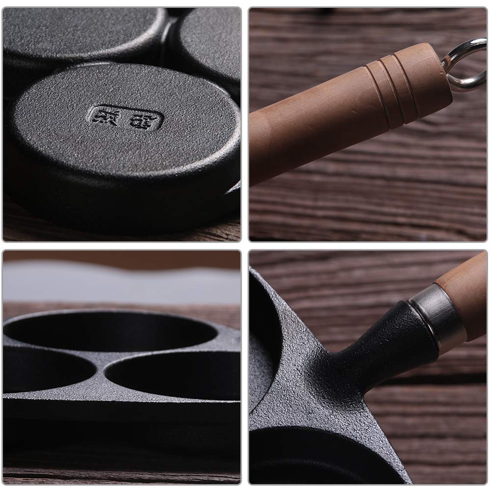 Сковорідка Zerodis Mini Egg 3 Shapes Cast Iron Чорний, фото №4