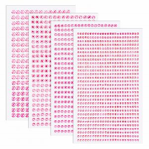 Самоклеящиеся блестящие камни Розовые Стразы, 3/4/5/6 мм, Блестящие бриллианты для макияжа лица, украшений для ногтей и праздничных аксессуаров, 7 листов - Фото 1