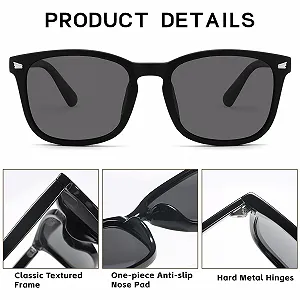 Поляризованные солнцезащитные очки унисекс Прямоугольные Ретро LOJUDI Черные Винтажные с UV400 защитой synthetic.ua - Фото 1