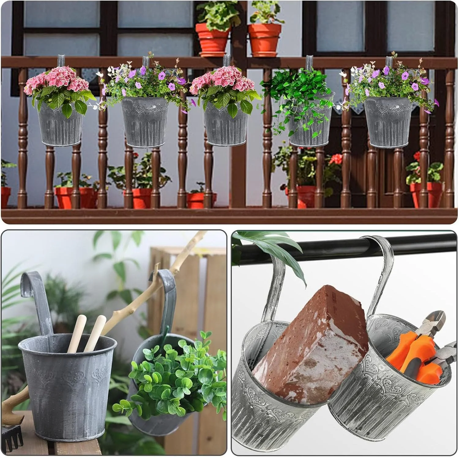 Підвісний квітковий горщик Залізо Вінтаж 5 шт., фото №7 Підвісний квітковий горщик Залізо Вінтаж 5 шт., фото №7