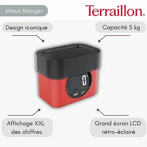 Електронні кухонні ваги TERRAILLON Mythique BA22 0,7 л Чаша LCD Червоні synthetic.ua - Фото 1