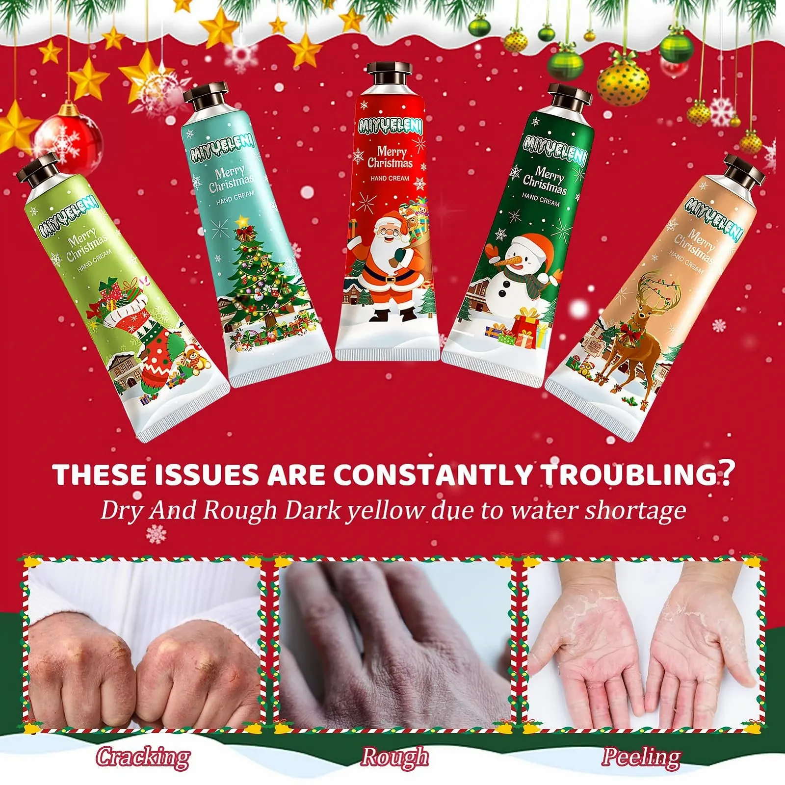 Крем для рук Різдвяний набір 5 шт Mini Hand Cream Set, фото №4