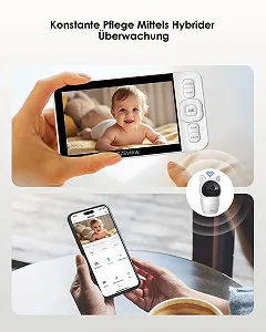 Видеоняня CZEview BM2 PRO 2K 5.0" HD WiFi, 360°, 4x зум, ночное видение, датчик плача synthetic.ua - Фото 1