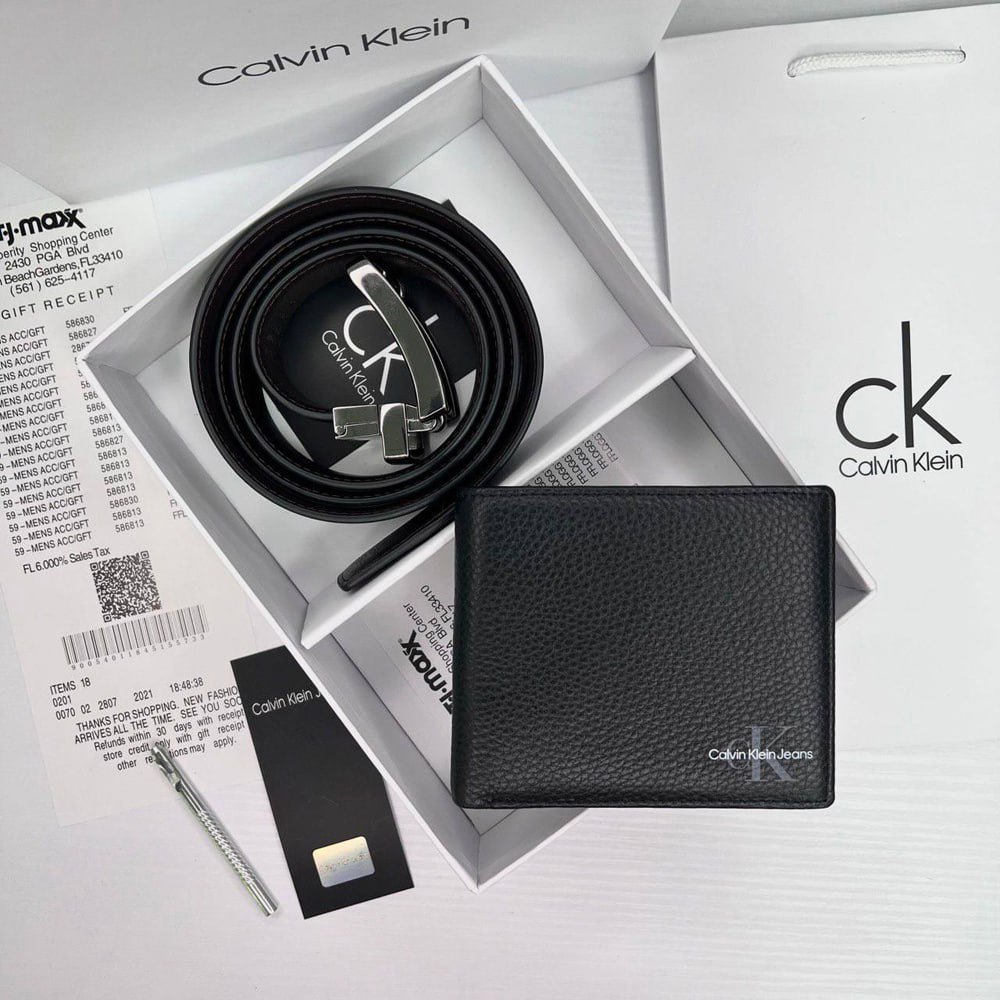 Мужской подарочный набор с кожаным ремнем и кошельком Calvin Klein, фото №1