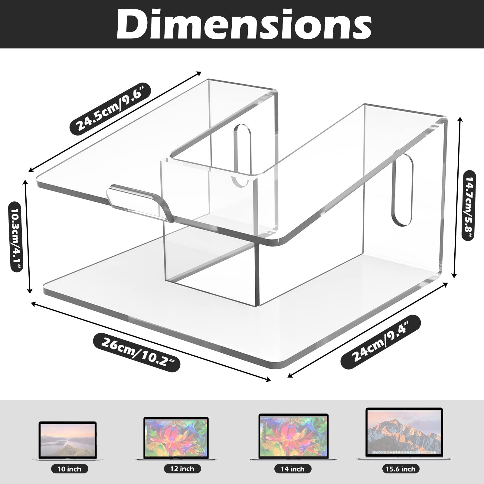 Подставка для ноутбука Kamehame Акриловая Подставка для ноутбука Эргономичная Подставка для ноутбука для стола Подставка для ноутбука для всех ноутбуков 10-15.6 дюймов, фото №2
