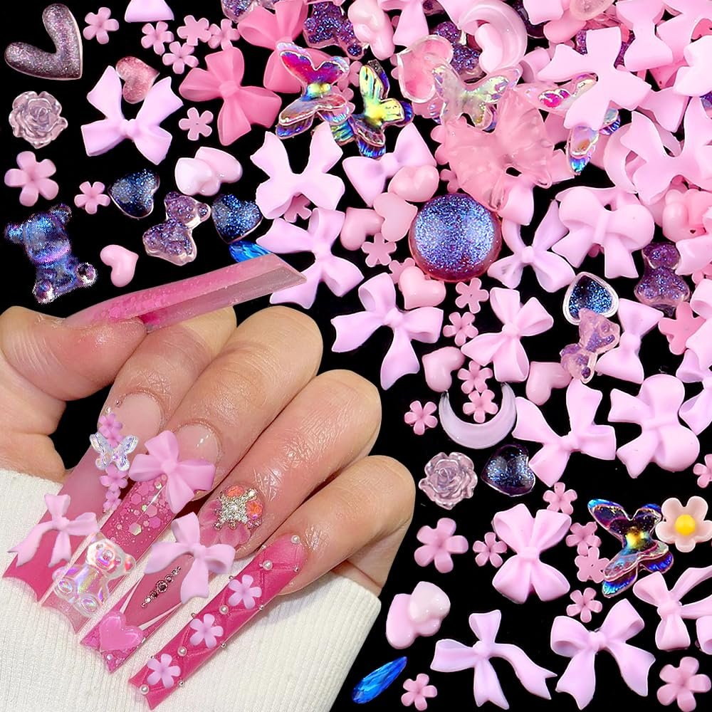 Набір прикрас для нігтів 100 шт, Рожевий, фото №1