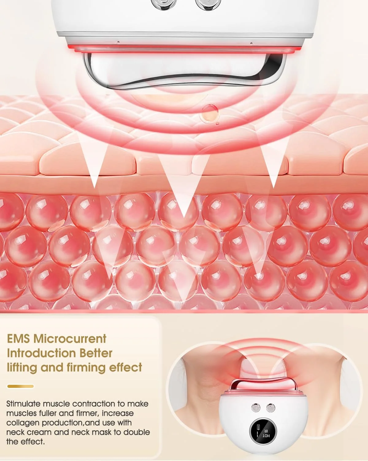 Масажер для обличчя Гуаша KIMTAR EMS LED 9 рівнів інтенсивності, фото №6